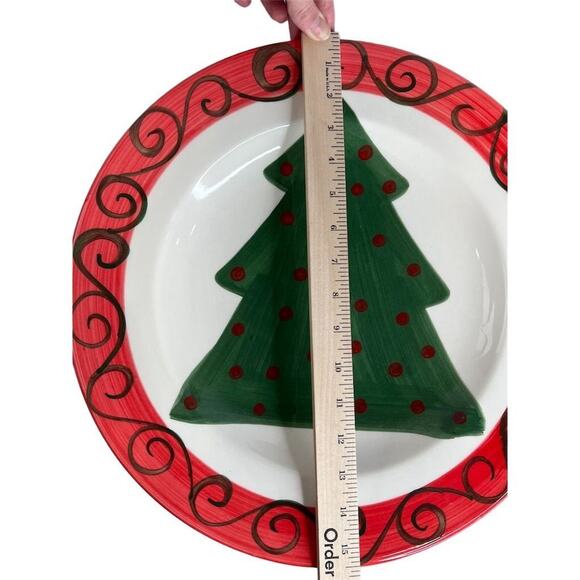 Marco e Cristina Ceramic Christmas Tree Round Decorative Platter 16” Multicolor - Picture 4 of 9